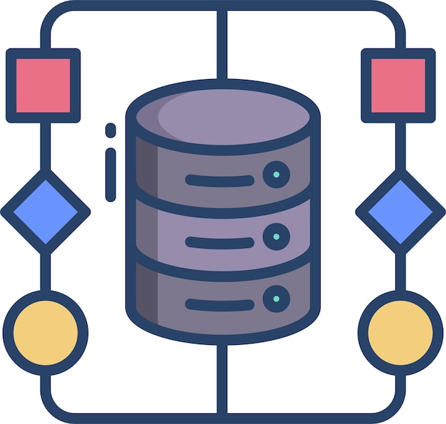 database algorithmsolid linear color vector illustration