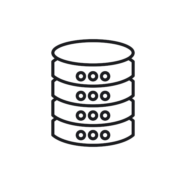 Database icon set cylinder server data storage vector symbol hdd cloud database pictogram in black filled and outlined style