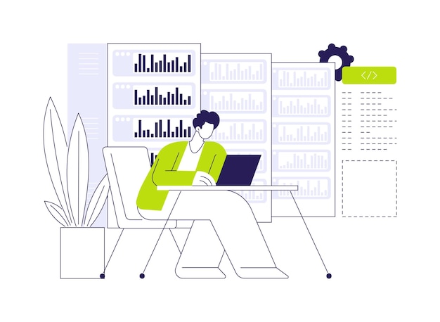 Database programming abstract concept vector illustration developer programming and coding database