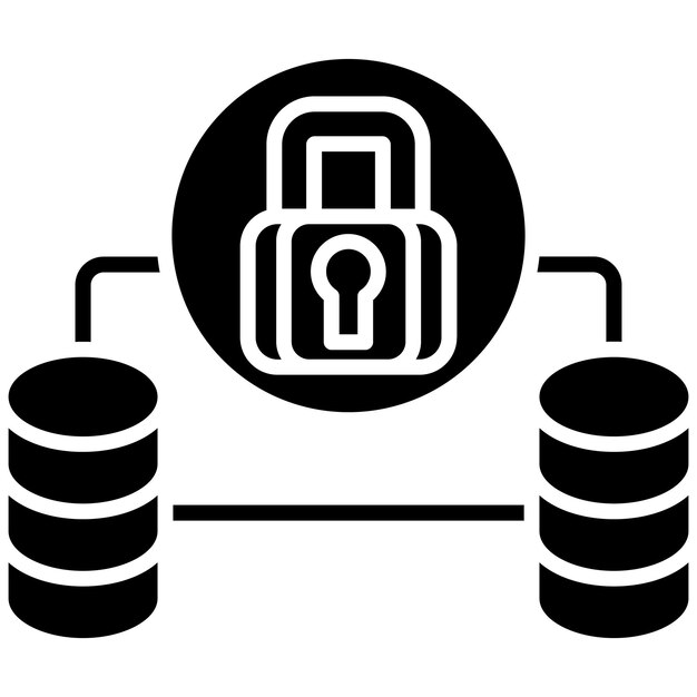 Database Protection Glyph Solid Black Illustration