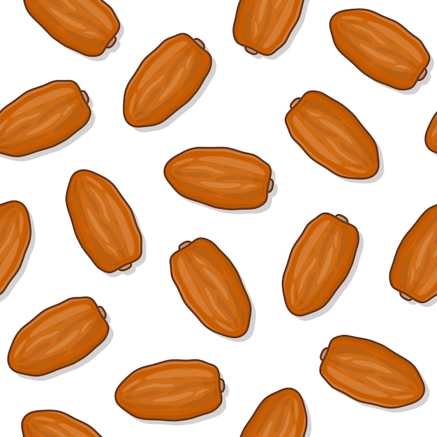 dates fruit seamless pattern on a white background. fresh dates fruit ramadan icon vector illustration