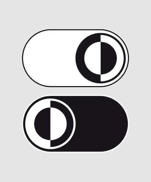 Day night switch. Simple dark mode switch icon. Concept of gadget interface switch to Day and Night mode and ui symbol. Day and Night Mode. Vector On Off Switch. Light and Dark Buttons.