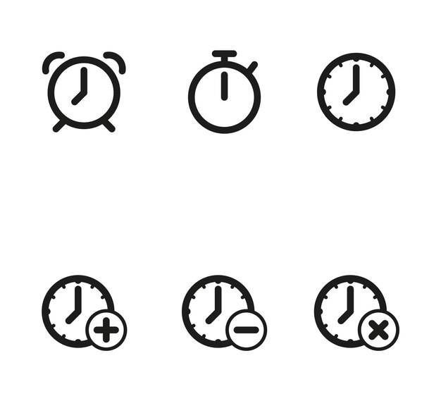 Deadline clock icon collection Set of stopwatch time clock icons