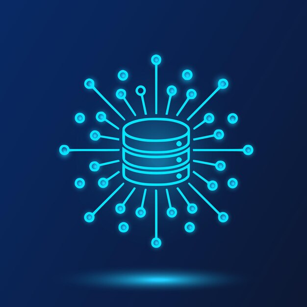 Decentralized Database Network Structure with Glowing Nodes Symbolizing Interconnected Data