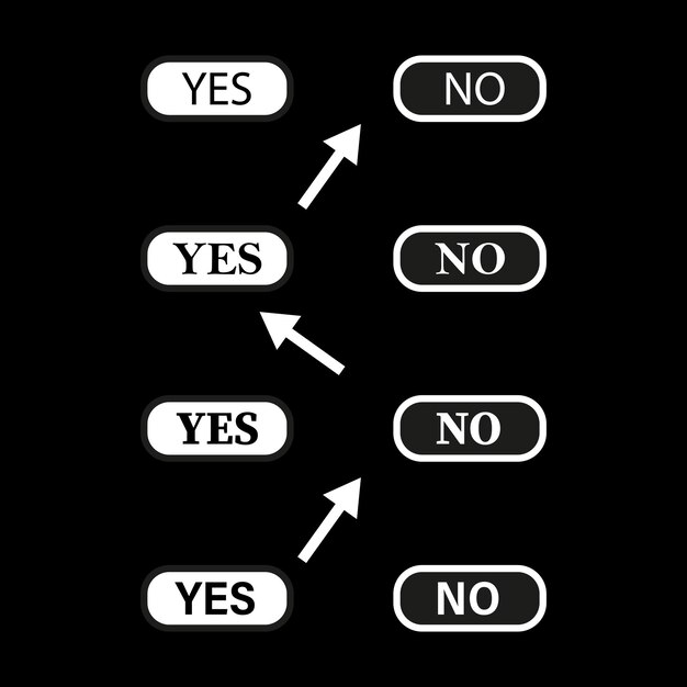 decisionmaking buttons with directional arrows choice concept illustration simple