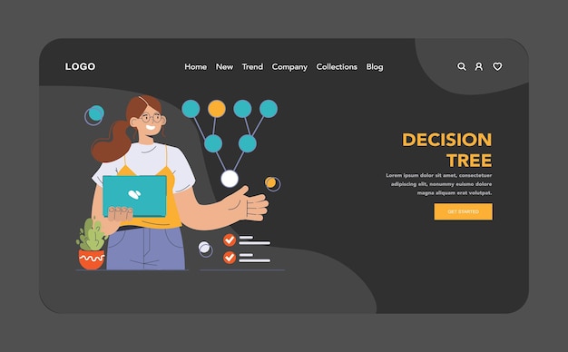 decisionmaking dark or night mode web landing strategic thinking brainstorming and solution research