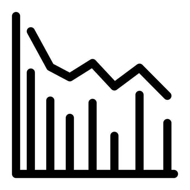 declining line graph glyph solid black illustration