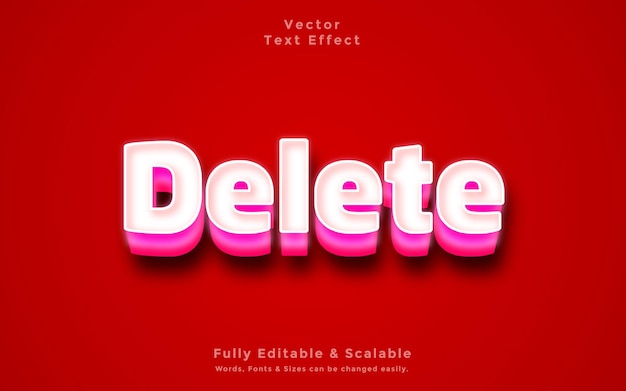 delete 3d editable text effect