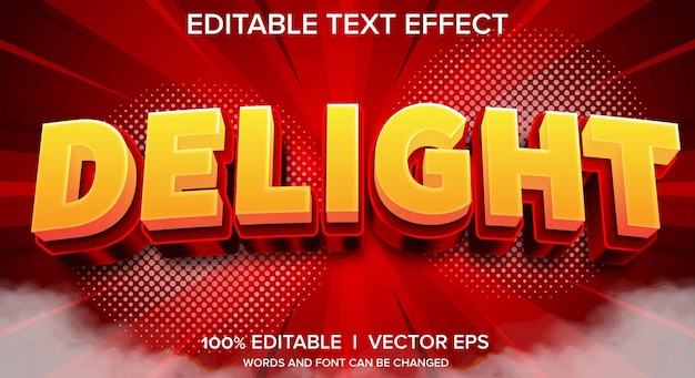 delight 3d vector text effect with modern style design
