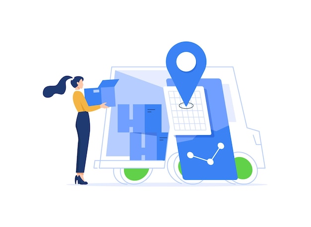 Delivery concept with cartoon people in flat design for webFast shipping
