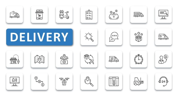 Delivery icon set vector illustration thin line outline icons