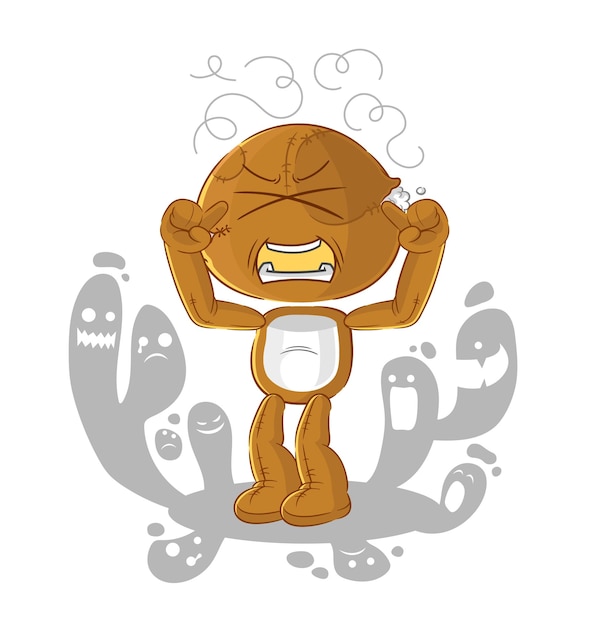 Depressed sack doll character cartoon vector