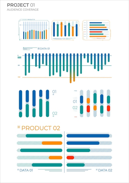 Design business elements charts in color finance charts