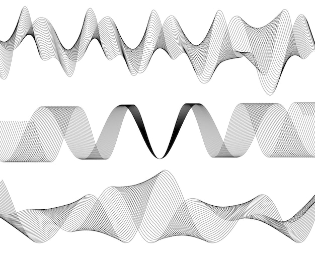Design element wavy ribbon from many parallel lines35