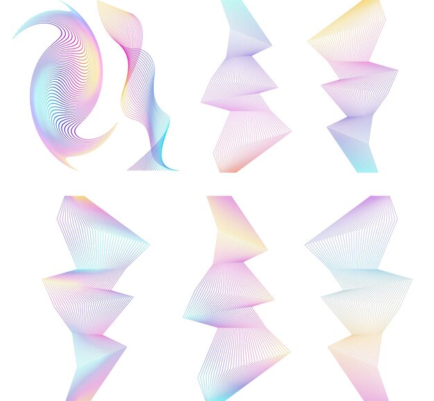 Design elements Curved sharp corners wave many lines Abstract vertical broken stripes on white background isolated Creative line art Vector illustration EPS 10 Color line created using Blend Tool