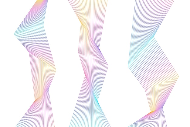 Design elements Curved sharp corners wave many lines Abstract vertical broken stripes on white background isolated Creative line art Vector illustration EPS 10 Color line created using Blend Tool