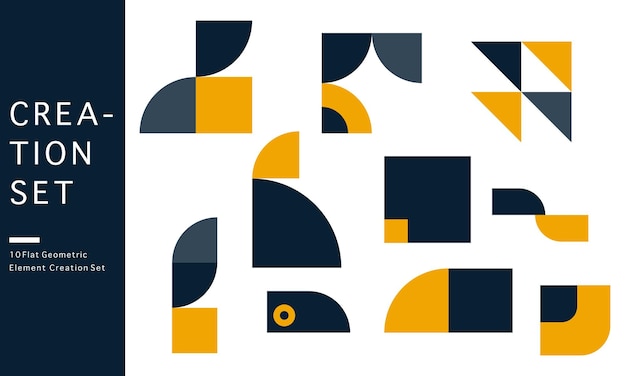 Design Elements Flat Geometric Creation Set Vector