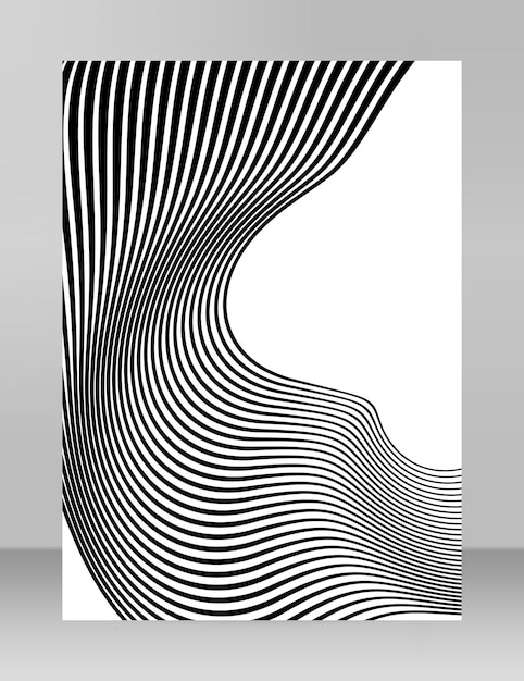 Design elements Wave of many black lines circle ring Abstract wavy stripes on white background isolated
