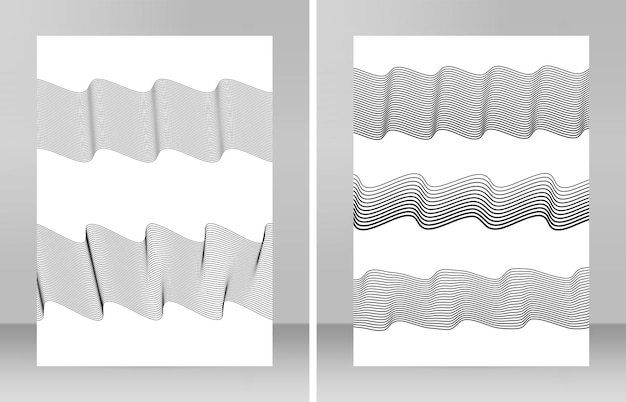 Design elements Wave of many gray lines Abstract wavy stripes on white background isolated