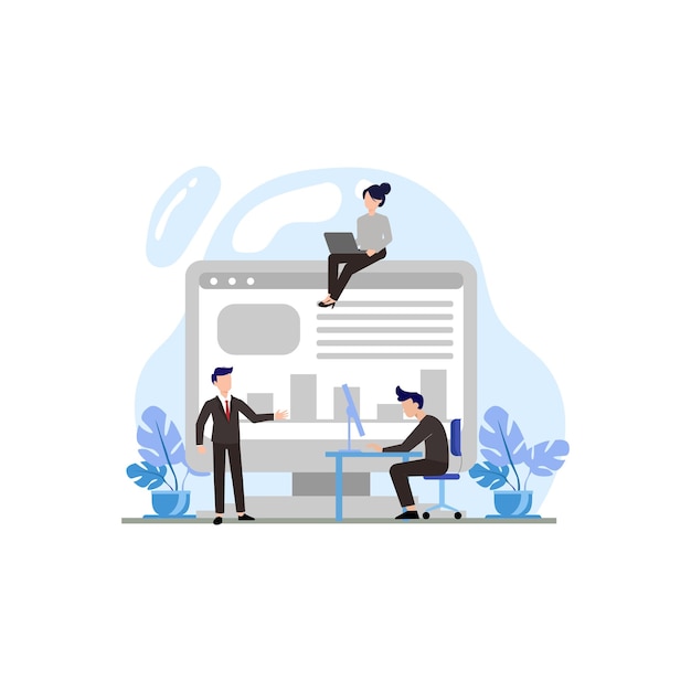 Design flat illustration enjoy work in my team