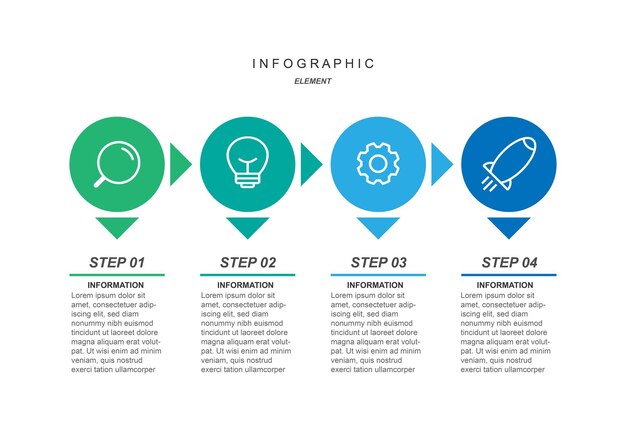 Design template infographic with four step.