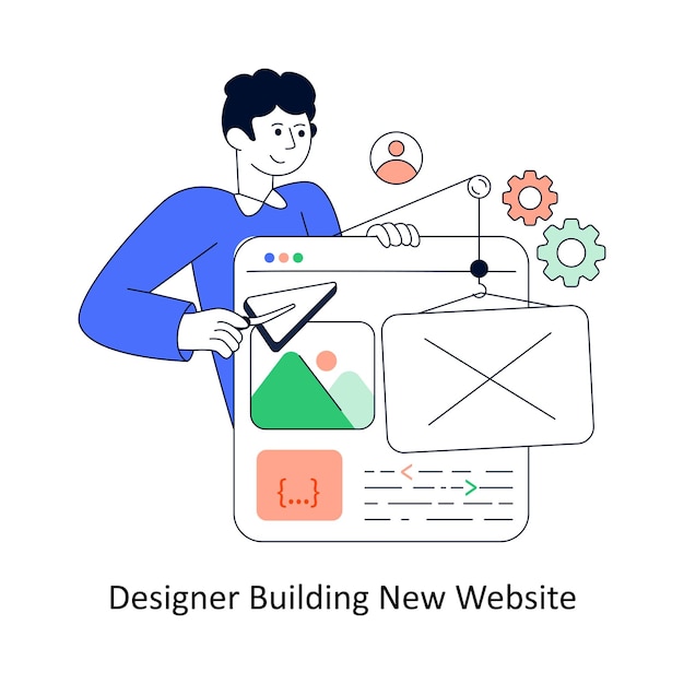 Designer Building New Website Flat Style Design Vector illustration Stock illustration