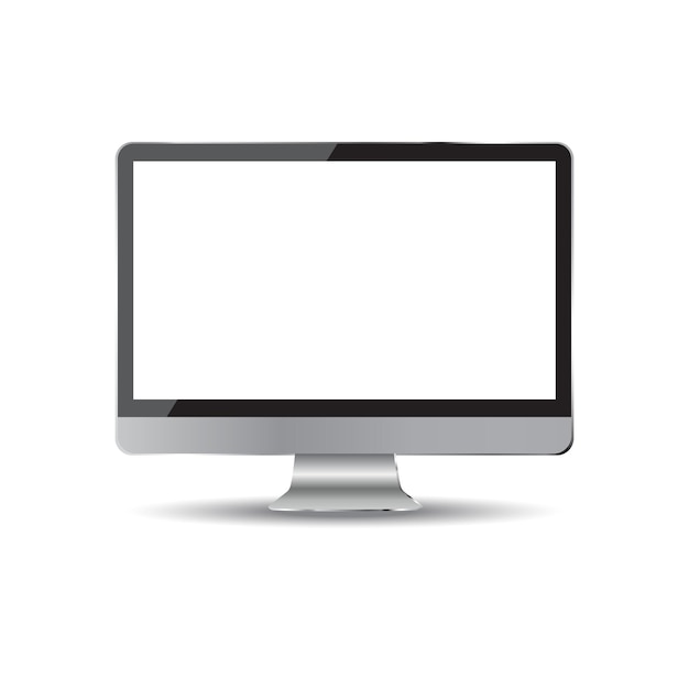 Desktop computer flat icon Realistic vector illustration