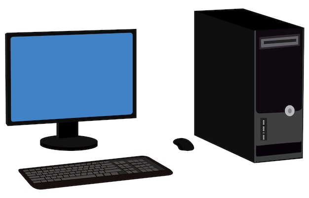 Desktop Computer Setup Monitor Keyboard Mouse and Tower