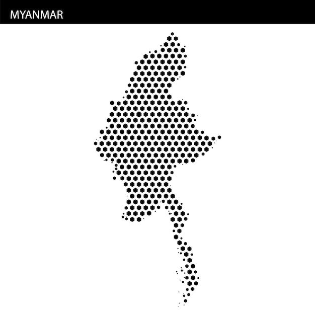 detailed map outline of myanmar showcasing its distinctive geographic shape