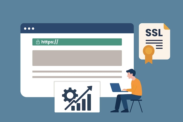 Developer implementing SSL certificate for website security and SEO performance