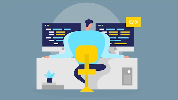 developer working on an app programming flat design