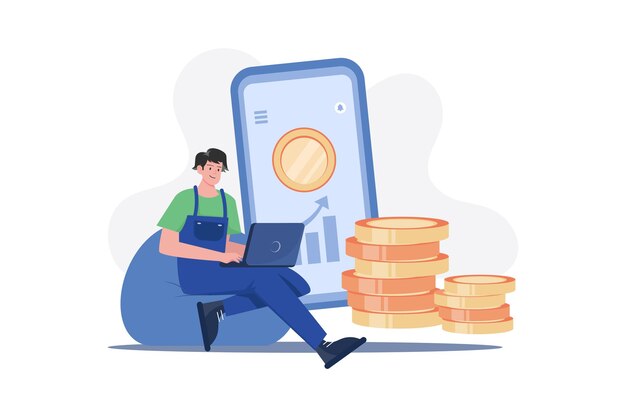 developers developing bitcoin illustration concept a flat illustration isolated on white background