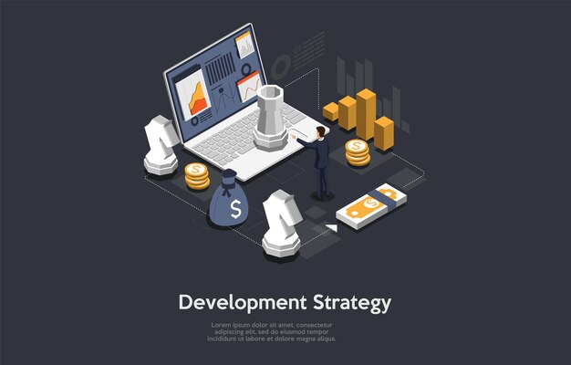 Development Strategy Conceptual Art On Dark