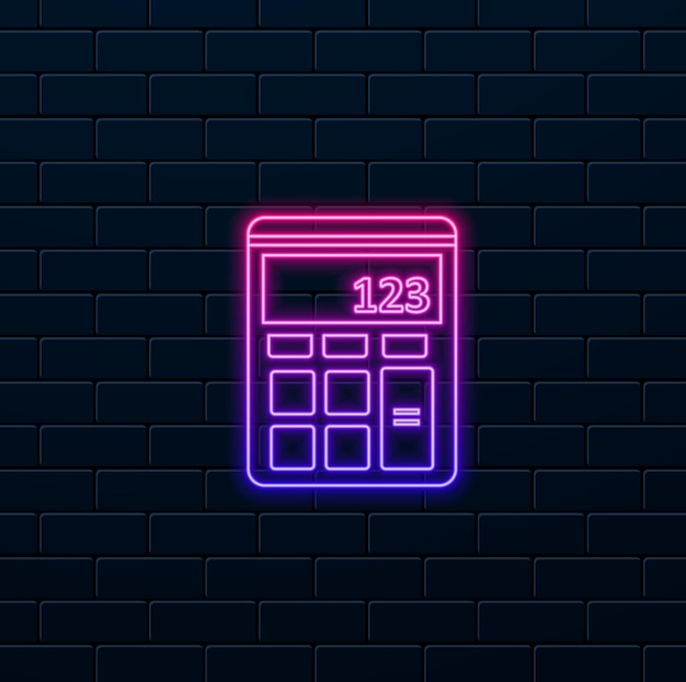 device for calculating mathematical data calculator with buttons with numbers and math symbols neon
