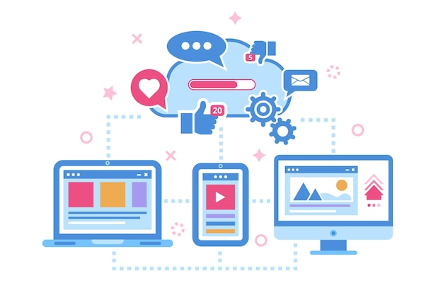 Device synchronization cloud storage data concept