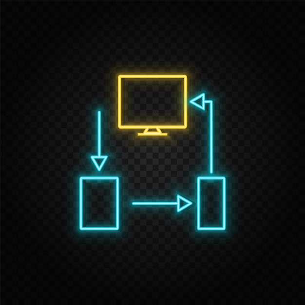 Devices monitor mobile tablet neon icon Web Development Vector Icon Symbol for websites web design mobile app infographics Line symbol for website design on white background