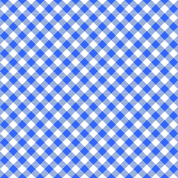 Diagonal blue and white gingham seamless pattern with striped squares Checkered texture