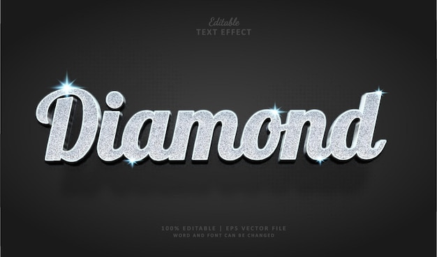 Diamond Text effect 3d style luxury silver grain
