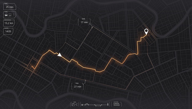 Điều hướng bản đồ Gps. Nhìn từ trên xuống các tòa nhà bản đồ. Theo dõi vị trí xe. Nền trừu tượng.
