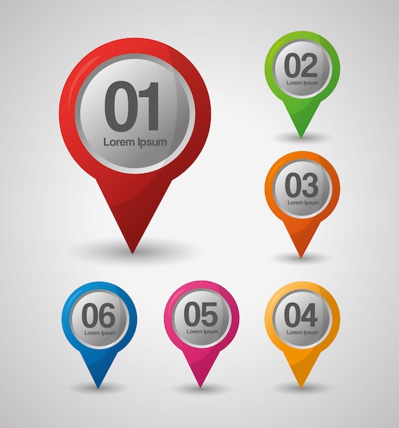Điều hướng GPS số vị trí bản đồ ghim hướng màu