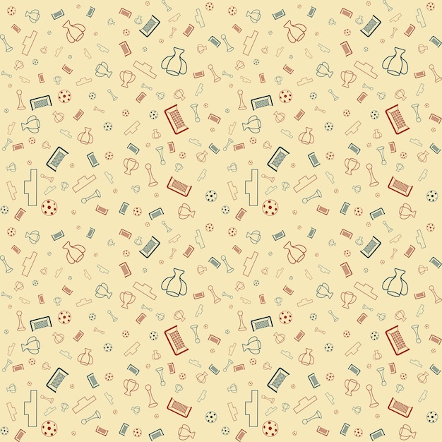 Different football silhouettes seamless pattern Vector background