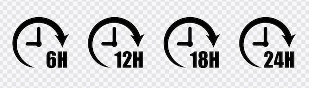 Different hours icon set Timers icon set Clock icons set Hours countdown Clock icon vector Set