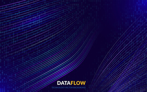 digital big data flow vector background with fast speed technology lines science technology network