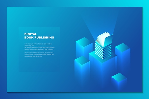 Digital book publishing isometric background