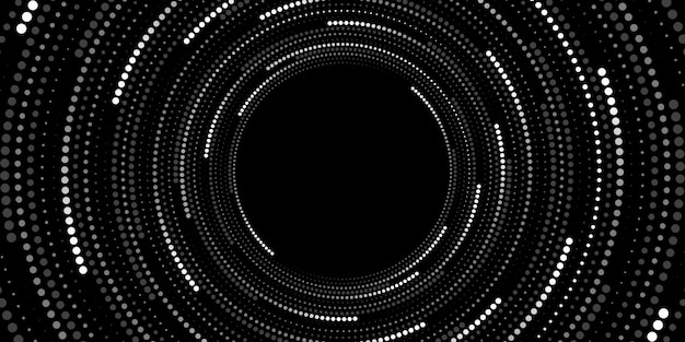 Digital circles of glowing dots on black background Big Data visualization into cyberspace Neural network analyzes information Vector illustration