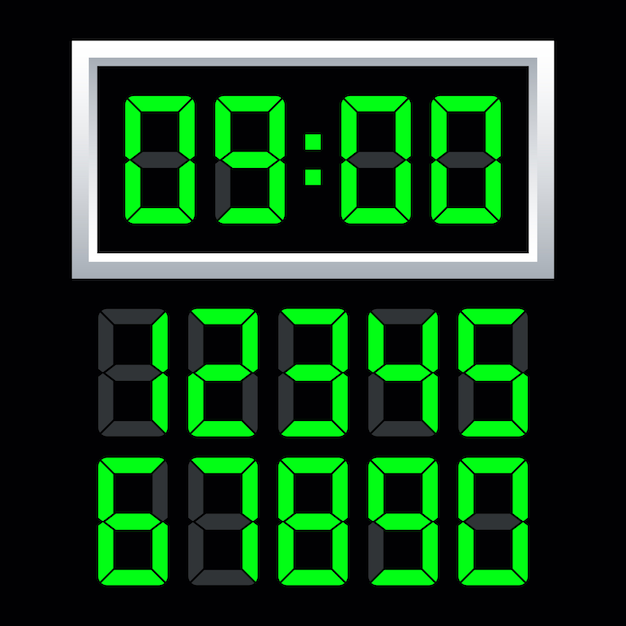 digital clock  number set.