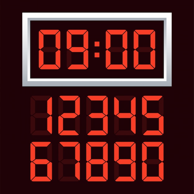 digital clock  number set.