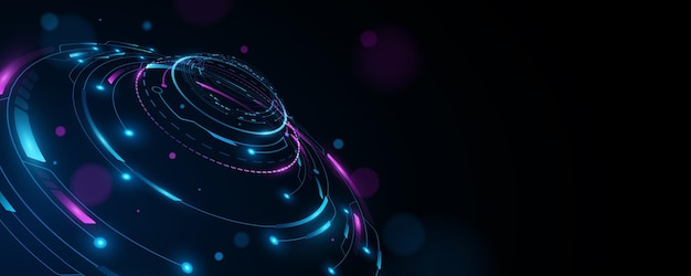 Digital colorful HUD background Futuristic virtual dashboard display Glowing cyber circuit board Scifi elements with light effects GUI and UI design Vector illustration EPS 10