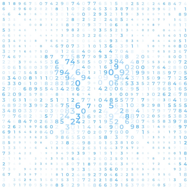 Digital data array lots of numbers digits in Digital Pattern abstract math background