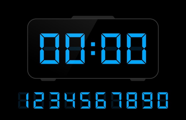 Digital electronic figures set Digital numbers for watch alarm clock countdown and timer Vector illustration graphic design